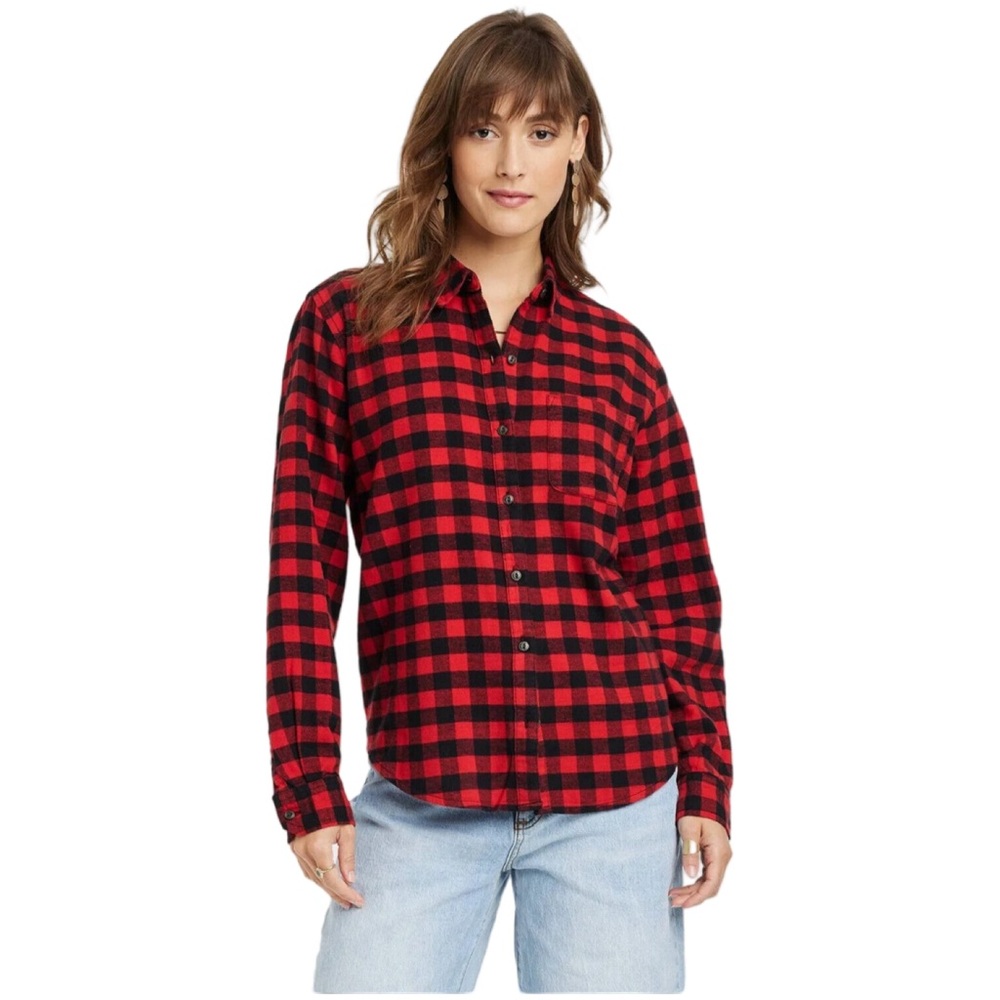Universal Thread Buffalo Check Plaid Flannel Butt… - image 1